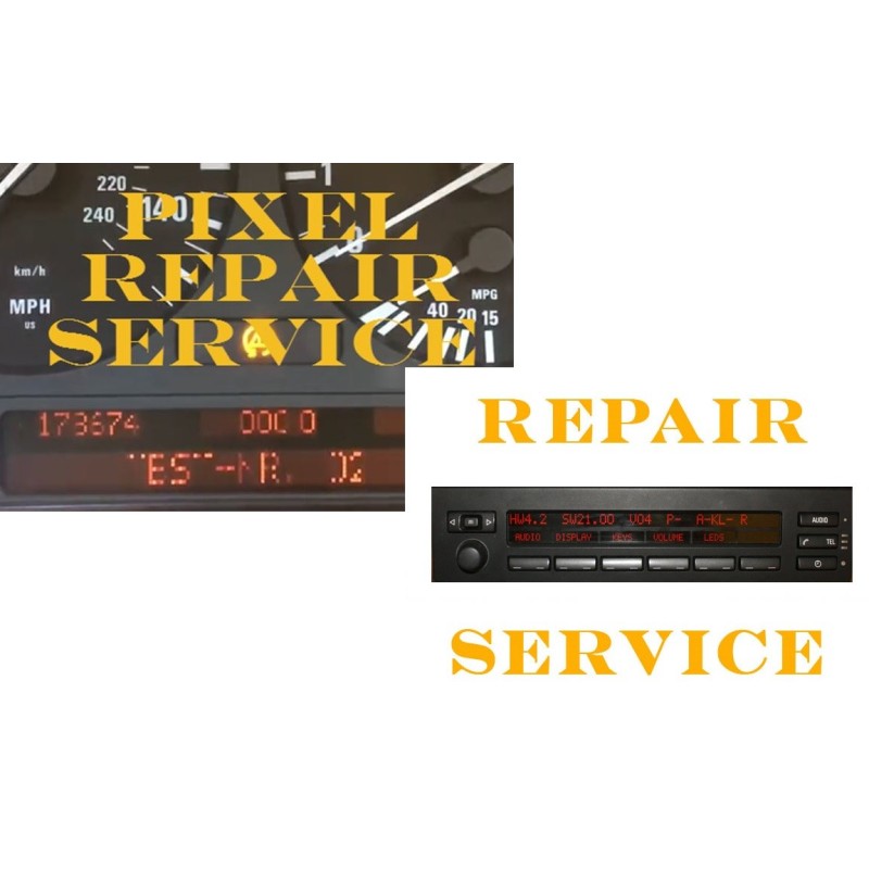 BMW E39 E38 E53 INSTRUMENT CLUSTER AND MID RADIO PIXEL REPAIR SERVICE COMBO